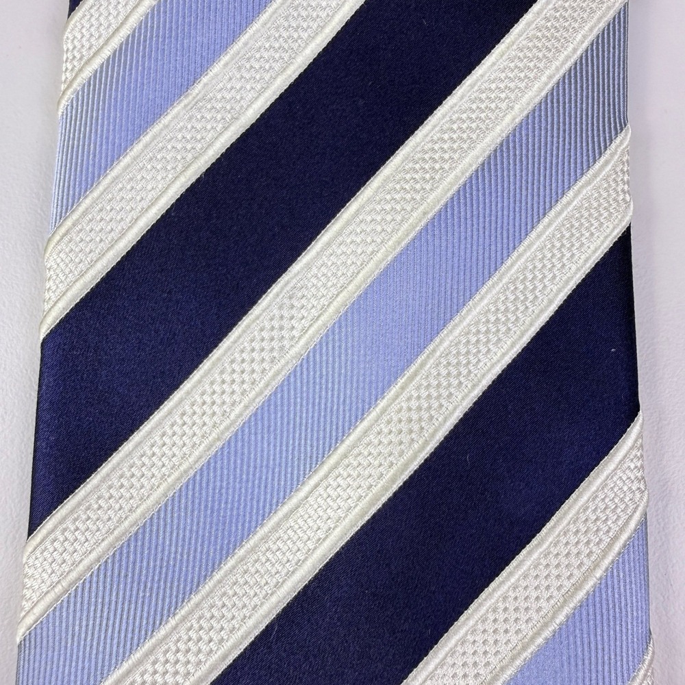 Donald J Trump Signature Collection Silk‎ Mens Tie Navy Blue Light Blue Striped